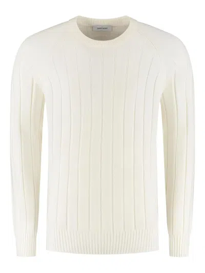 Gran Sasso Ribbed Crew-neck Sweater In White