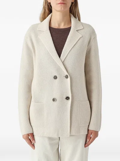 Gran Sasso Ribbed Double-breasted Jacket In Neutral