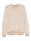 Gran Sasso Ribbed-hem Crew-neck Sweater In Gold