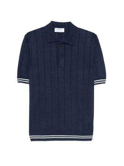 Gran Sasso Ribbed-knit Polo Shirt In Blue