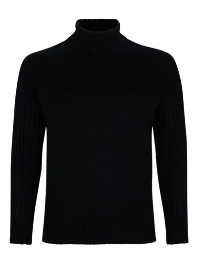 Gran Sasso Ribbed-knit Turtleneck Sweater In Black