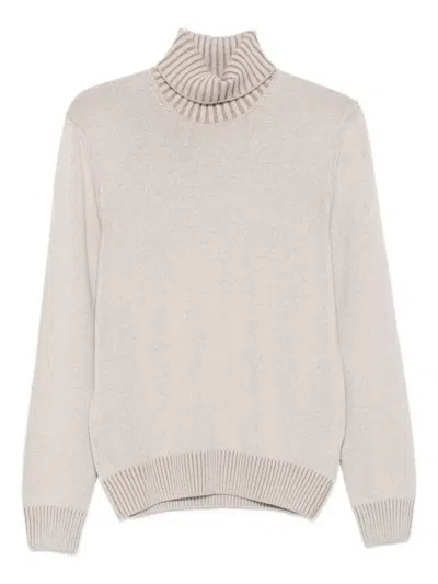 Gran Sasso Ribbed-knit Turtleneck Sweater In Neutral