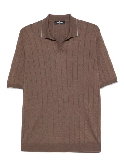 Gran Sasso Ribbed Polo-collar T-shirt In Brown