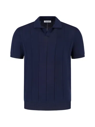 Gran Sasso Ribbed Polo Shirt In Blue