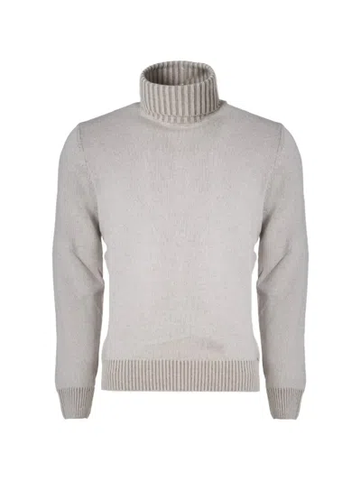 Gran Sasso Ribbed Roll-neck Sweater In Gray