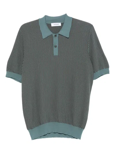 Gran Sasso Ribbed Striped Polo Shirt In Gray