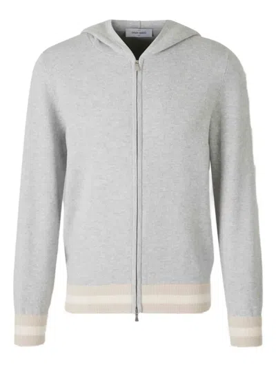 Gran Sasso Ribbed-trim Zip Hoodie In Gray