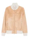 Gran Sasso Ribbed-trims Suede Jacket In Brown