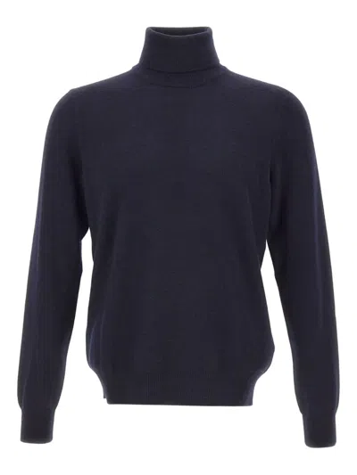 Gran Sasso Ribbed Turtleneck Sweater In Blue
