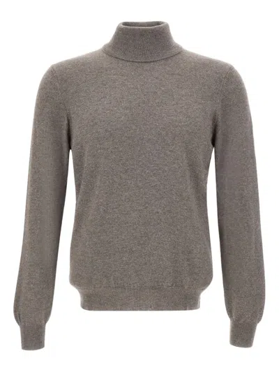 Gran Sasso Ribbed Turtleneck Sweater In Gray