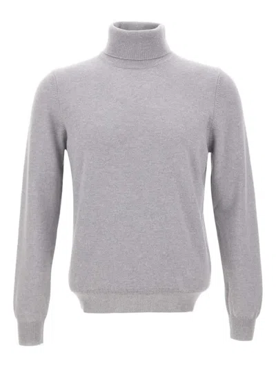 Gran Sasso Ribbed Turtleneck Sweater In Gray