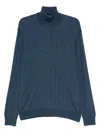 Gran Sasso Ribbed Turtleneck Top In Blue