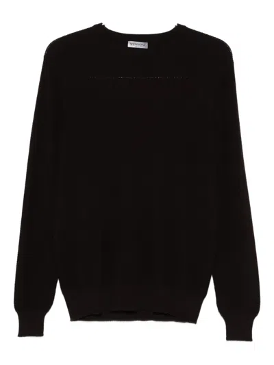 Gran Sasso Ribbed Wool Sweater In Black