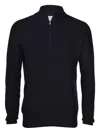 Gran Sasso Ribbed Zip-neck Sweater In Blue