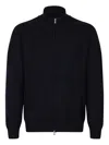 Gran Sasso Ribbed Zip-up Cardigan In Black