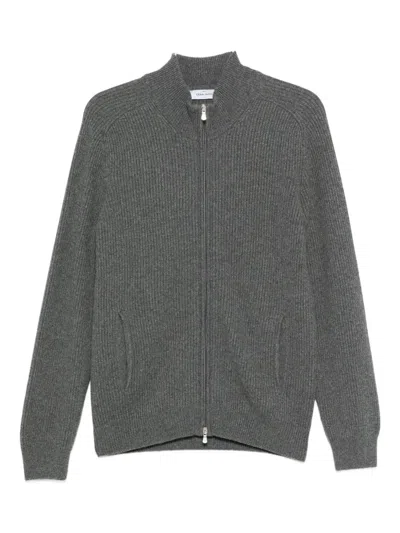 Gran Sasso Ribbed Zip-up Cardigan In Gray