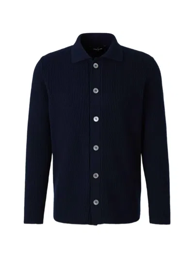 Gran Sasso Ribbed-knit Button-down Sweater In Blue