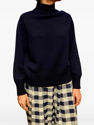Gran Sasso Ribbed-knit High-neck Sweater In Blue