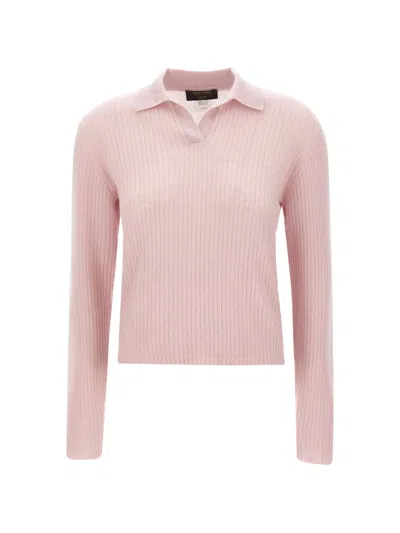 Gran Sasso Ribbed-knit Long-sleeve Sweater In Pink