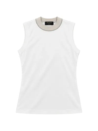 Gran Sasso Ribbed-knit Mock-neck Top In White