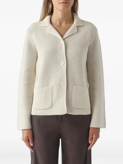 Gran Sasso Ribbed-knit Patch-pocket Cardigan In Neutral