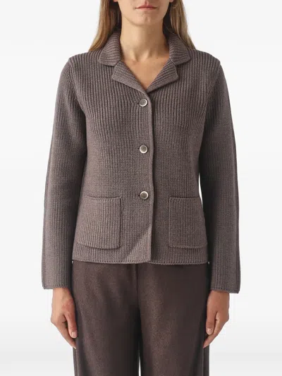 Gran Sasso Ribbed-knit Patch-pocket Jacket In Brown