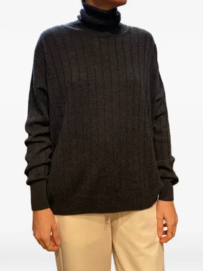 Gran Sasso Ribbed-knit Roll-neck Sweater In Transparent