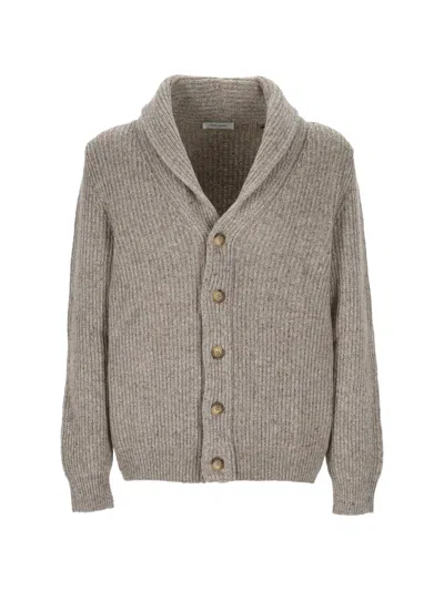 Gran Sasso Ribbed-knit Shawl-collar Cardigan In Gray