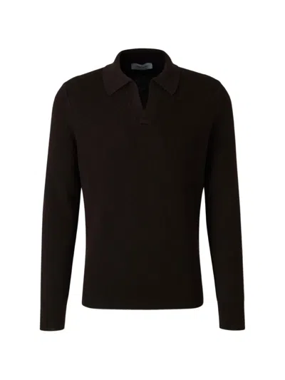 Gran Sasso Ribbed-knit V-neck Sweater In Brown