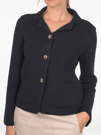 Gran Sasso Ribbed-knit Wool Cardigan In Blue
