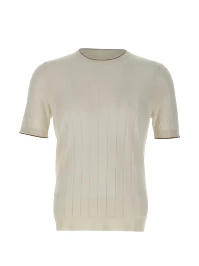 Gran Sasso Ribbed-trim Knit T-shirt In Neutral