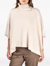Gran Sasso Roll-neck Poncho In Neutral
