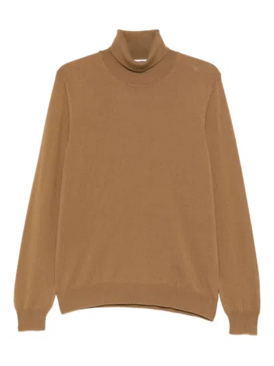 Gran Sasso Roll-neck T-shirt In Brown
