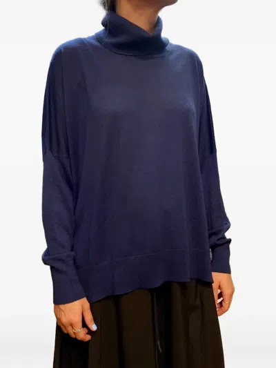 Gran Sasso Roll-neck Drop-shoulder Sweater In Blue