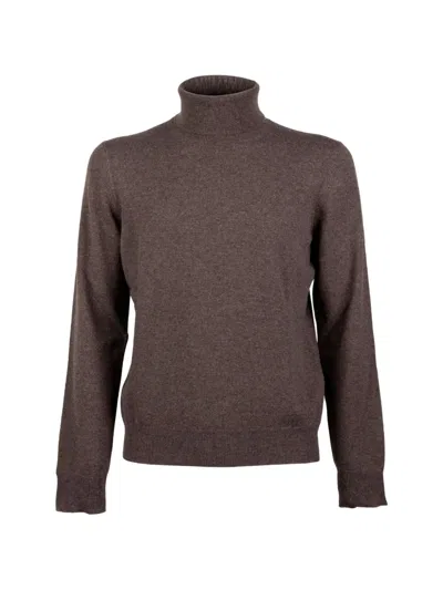 Gran Sasso Roll-neck Knitted Sweater In Brown