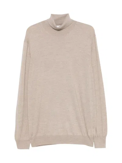 Gran Sasso Roll-neck Wool Sweater In Neutral
