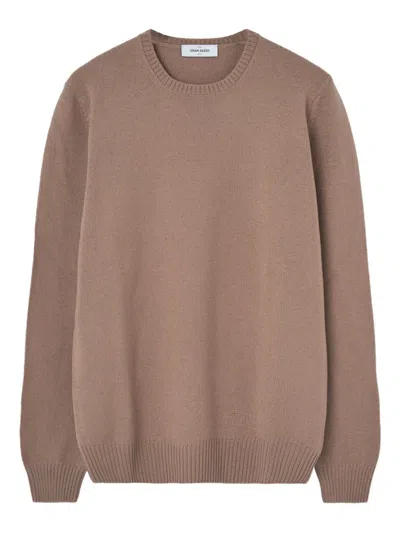 Gran Sasso Round-neck Cashmere Sweater In Brown