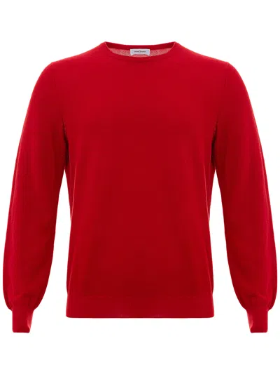 Gran Sasso Round Neck Sweater In Cotton  In Rosso
