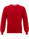 Gran Sasso Round Neck Sweater In Cotton  In Rosso