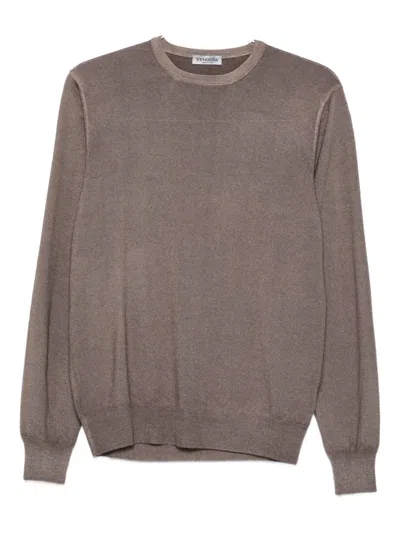 Gran Sasso Round-neck Wool Sweater In Brown