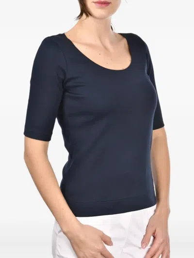 Gran Sasso Scoop-neck Cotton T-shirt In Blue