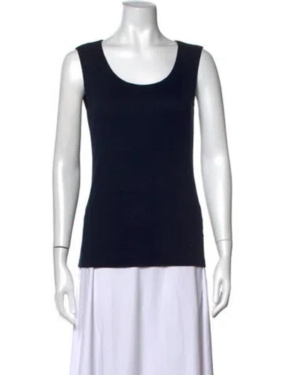 Pre-owned Gran Sasso Scoop Neck Sleeveless Top In Blue