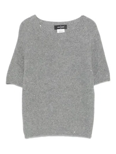 Gran Sasso Sequin-embellishment Short-sleeve Top In Gray