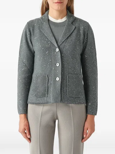 Gran Sasso Sequin-embellished Knitted Jacket In 그레이