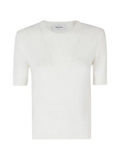 Gran Sasso Sequin-embellished Short-sleeve T-shirt In White