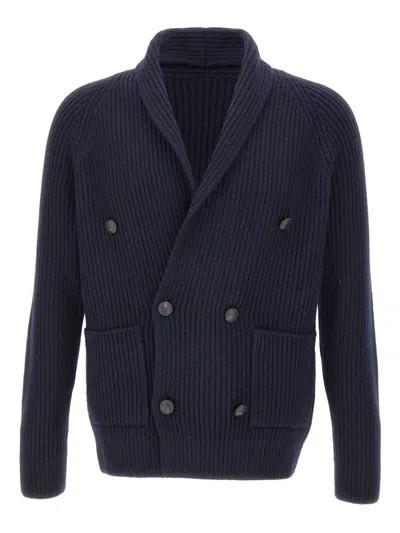 Gran Sasso Shawl-collar Double-breasted Cardigan In Blue
