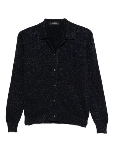 Gran Sasso Shimmered Buttoned Cardigan Vest Set In Black