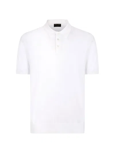 Gran Sasso Short-sleeve Button Polo Shirt In White