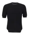 Gran Sasso Chevron-knit Short-sleeve Top In Black