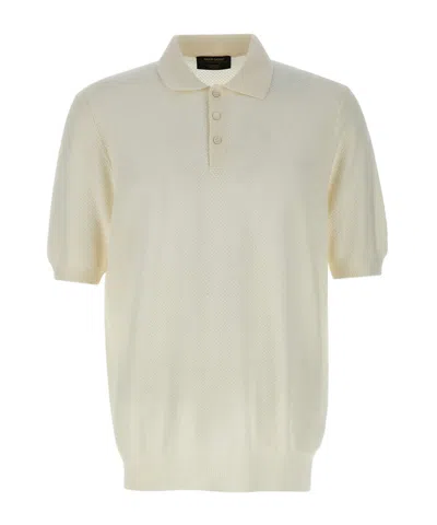 Gran Sasso Short-sleeved Knitted Polo Shirt In Brown